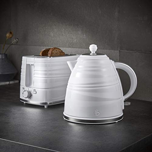 Swan ST31050WN, 2 Slice Symphony Toaster, High Gloss and Matt Finish, 930 Watt, White, Plastic