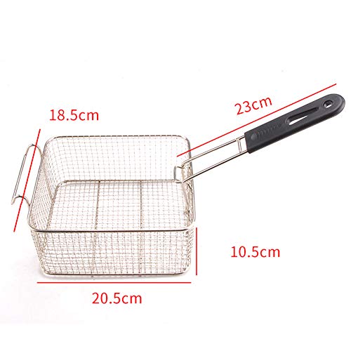 DELITLS Stainless Steel Deep Fat Fryer Basket with Square Plastic Handle, Food Strainer Wire Chip Strainer, Fish Frying Basket Cook Fryer Pan Fry