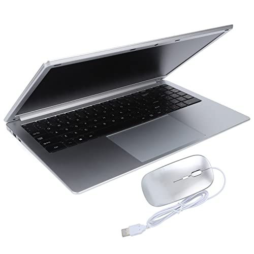 Airshi FHD Laptop  , 110‑240V 6G+64G Storage 15.6 Inch Business Laptop Slim  Silver Gray Integrated Graphics for Students (UK Plug)