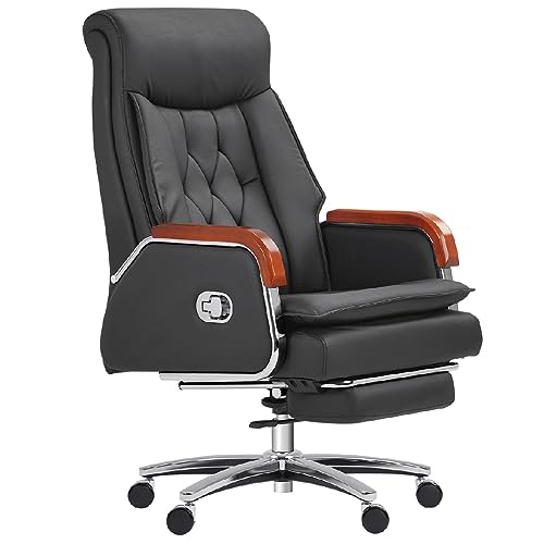 SLNFXC Leather Manager Executive Office Chair Ergonomic Home Chair Fully Reclinable