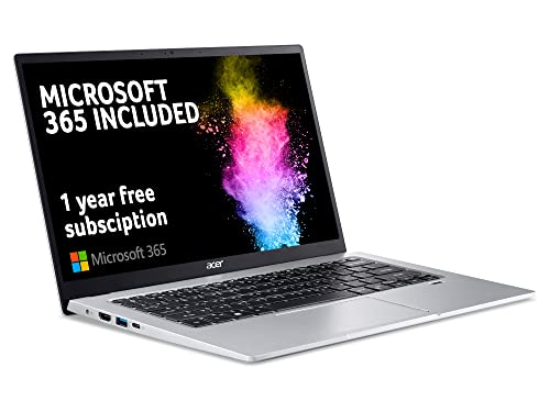 Acer Swift 1 SF114-34 14 Inch Laptop - (Intel Pentium N6000, 4GB, 128GB SSD, Full HD Display, Microsoft Office 365, Windows 11 in S Mode, Silver)