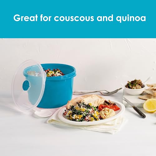 Décor Microwave Rice Cooker | Safe-Hold Handles | Makes 1-4 Servings | 2.75L Capacity, Teal