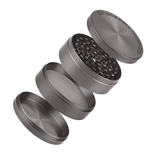 Golden Bell 3 inch Grinder 4 Layers Spice Grinder Zinc Alloy Grinder - Nickle Black