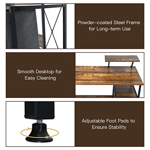 NXYJD Computer Desk Writing Workstation W/Movable Storage Rack & Shelf For Home Office