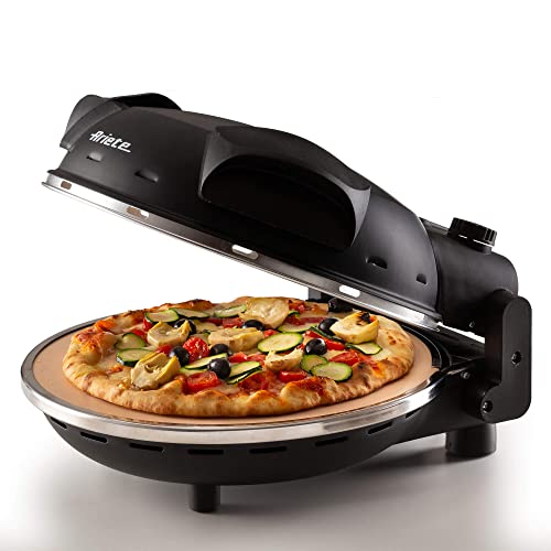 Ariete 909 Fast and Compact Pizza Making Machine for Both Fresh and Frozen Pizzas, Forno Pizza da Gennaro equipped with a Timer and 5 Temp Levels