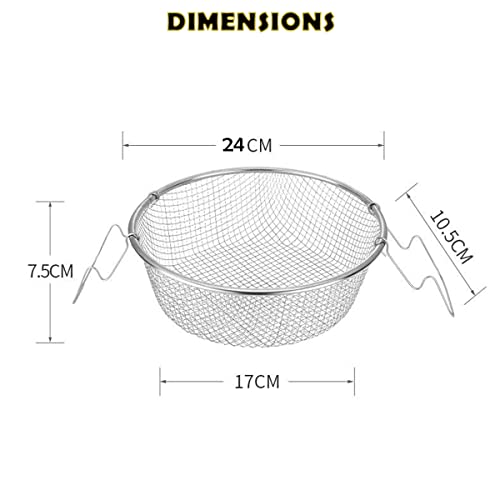Almineez 5pc Black Non Stick Chip Pan Set Fryer Deep Fat Frying Basket Pot W Glass Lid 2l - 24cm Suitable for Gas, Electric and Solid Hotplates