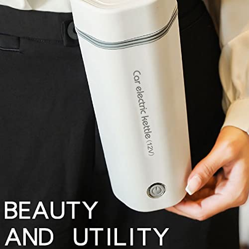 Travel Electric Cup 400ml 12V Car Kettle 80W Kettles Electric Fast Boil 98 degrees heating 304 Stainless Steel Liner One Key Opera Auto-Shut-Off