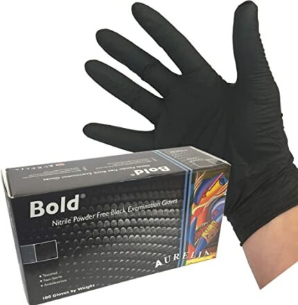 (100 GLOVES) Heavy Duty Black Nitrile Disposable Gloves AQL 1.5 - Tattooist tattoo mechanic (SIZE XL)