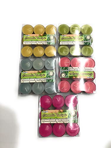 2 Assorted Packets of Citronella Tealights (9 in Pack).Natural Bug Repellent, Pleasant Fragrance, Garden, Garden Candles, Gift for he Gardener in