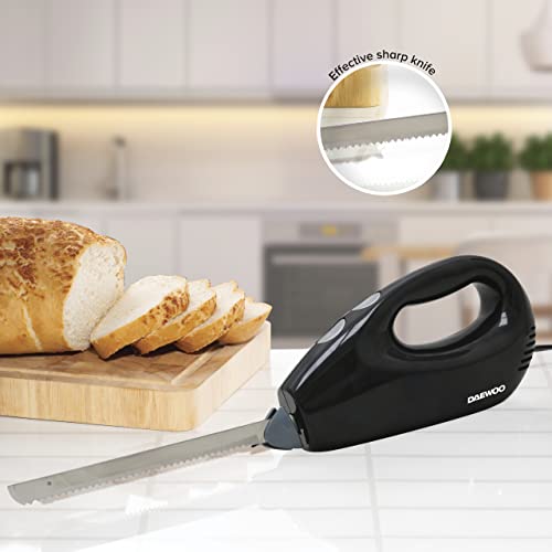 Daewoo Electric Carving Knife, Cuts Effortlessly Through Meats And Frozen Foods With Durable Twin Blades, Black