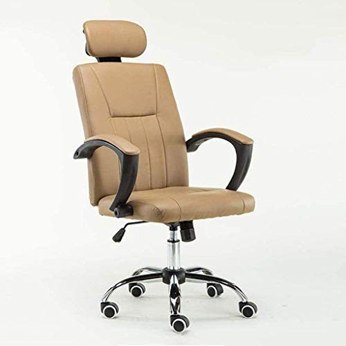 HJW Office Chair Computer Chair Home Office Rotary Lift Chair, with Headrest and Steel Feet Bow-Shaped Chair Swivel Chair Armchair,Black