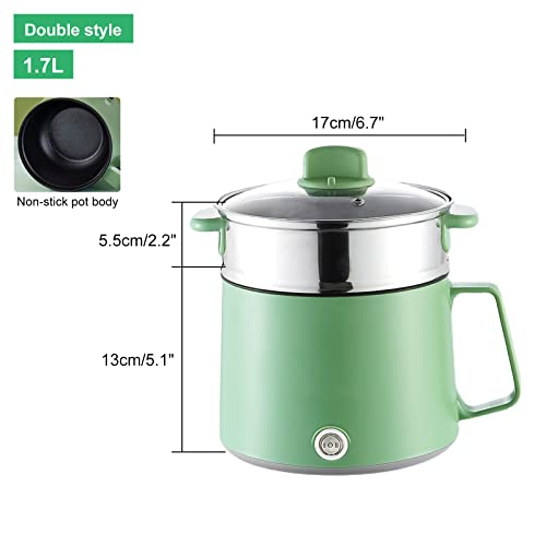 Electric Hot Pot, 1.7L Multi-Functional Electric Skillet for Stir Fry/Stew/Steam, Portable Mini Electric Cooker for Soup Porridge Dumplings Eggs