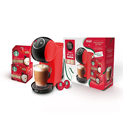 DELONGHI EDG315.R Dolce Gusto Genio S Plus Toffee Nut Latte Bundle, 0.8 liters, Red