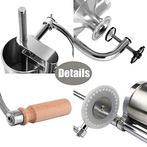 Jascherry 2.5 LB Sausage Filler Stuffer Home Made Machine - Stainless Steel Vertical Sausage Maker with Suction Base and Manual Crank for Househo