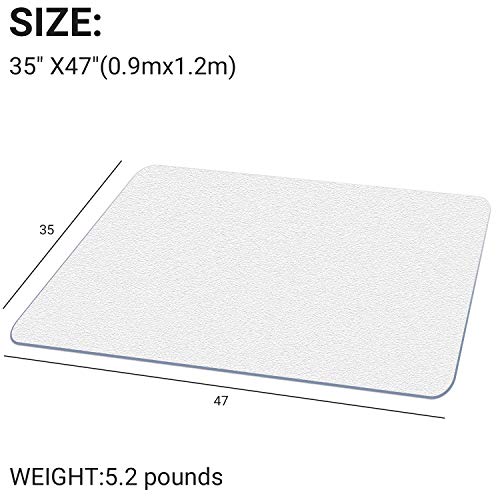 Office Transparent Chair Cushion, Hard Floor Wood Floor use, Rectangular, Straight Edge, to Protect Hard Floors in Homes and Offices 36 x 48 inch