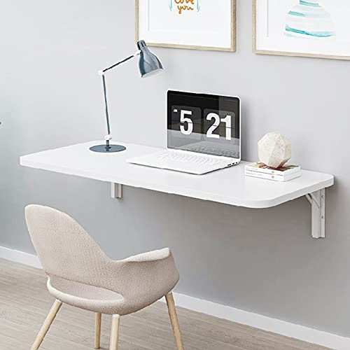 Folding Wall Desk Folding Desk Home Folding Table Space Saving Stable Sturdy Wall Mounted Folding Table for Study, Home, Office, White (Color : W
