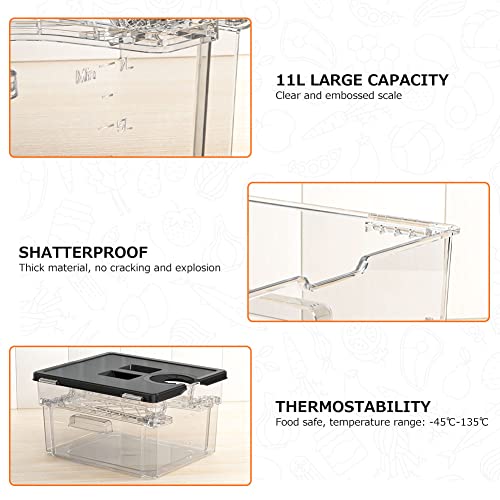 Sous Vide Container, Integrated Lid & Rack, No Additional Custom Parts Required, Compatible with Most Sous Vide Cookers for Kitchen, 11 Liters