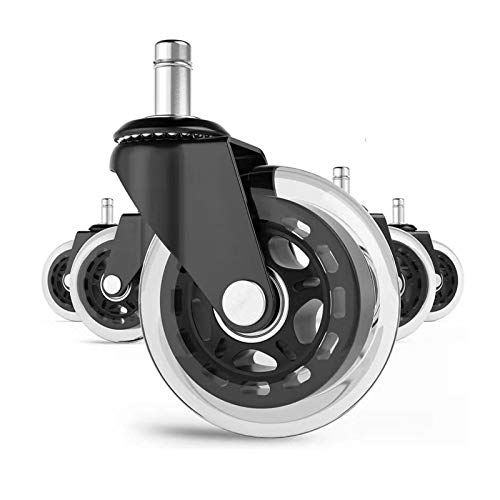 SKOAJAS Plate Casters 3 inches 75mm Castor Wheels for Office Chair M11 Stem Casters for Furniture Swivel Castors 320kg Silent PU Universal Transp