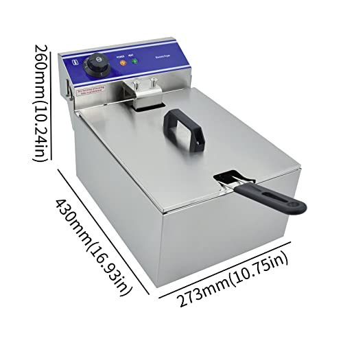 Electric Deep Fryer,Stainless Steel Commercial French Deep Fat Fryer For Restaurant,Fast Food Restaurant -3000W 6L