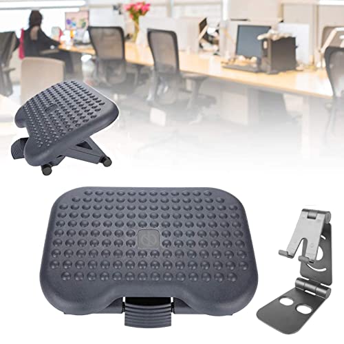 luoyipink Ergonomic Under Desk Foot Rest, 3 Adjustable Height Footrest with Textured Surface, Suitable for home, office, airplane, travel, 18x14x