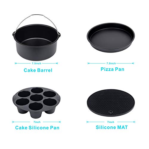 Air Fryer Accessories 8 Inch 10 Pcs for COSORI NIJIA Gowise Phillips Cozyna Airfryer XL 3.8QT-5.8QT, Extra Gift 4PCS Barbecue Needle(Black 10PSC)