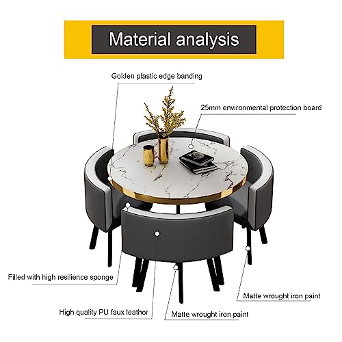 Simple Kitchen Dining Table Set 1 Table 4 Chairs Meetings Negotiation Table 90cm,Reception Round Table Set, Office Conference Table Bar Balcony B