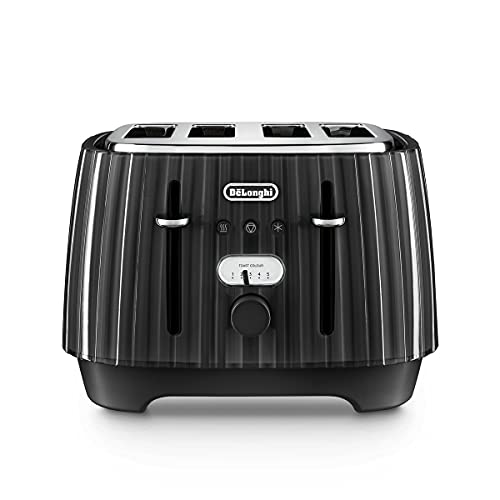 De'Longhi Ballerina Toaster, 2 Slot Toaster, Reheat, 5 Browning Settings, Defrost and Cancel Functions, Pull Crumb Tray, CTD2003.BK, 900W, UK PLU