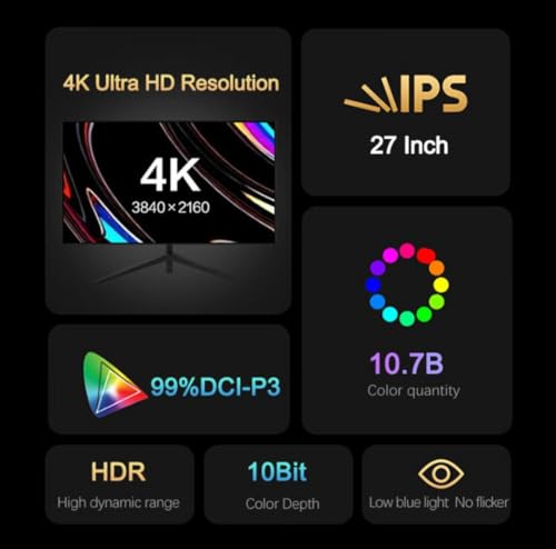 Spasm 27" or 32" 4k Ultra HD Wide Screen Gaming Monitor, for PC, Desktop, XBOX, PS5, Flat Screen (32-Inch)