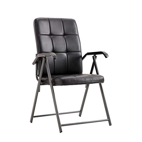n/a Classic Leather Office Desk Guest Chair with Metal Frame, Comfortable and Breathable, Black