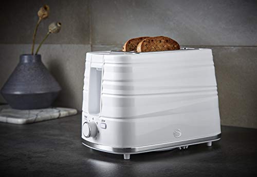 Swan ST31050WN, 2 Slice Symphony Toaster, High Gloss and Matt Finish, 930 Watt, White, Plastic