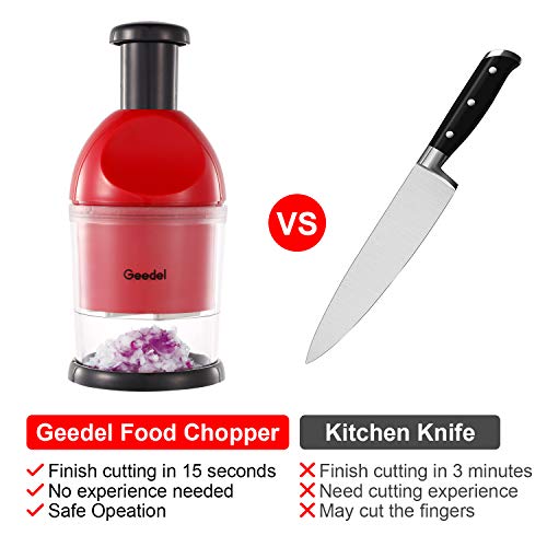 Geedel Food Chopper, Easy to Clean Manual Hand Chopper Dicer, Slap Press Chopper Mincer for Vegetables Onions Garlic Nuts Salads and More - Save