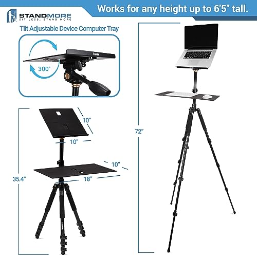 StandMore Portable Standing Desk, Tripod Stand Up Desk, Mobile Standing Desk Adjustable Height, Sit Stand Desk for Small Spaces, Adjustable Lapto