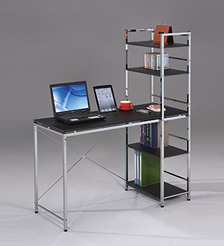 Major-Q 30" H Contemporary Style Modern Pewter Finish Clear Glass Top Home Office Computer Desk, 9000118