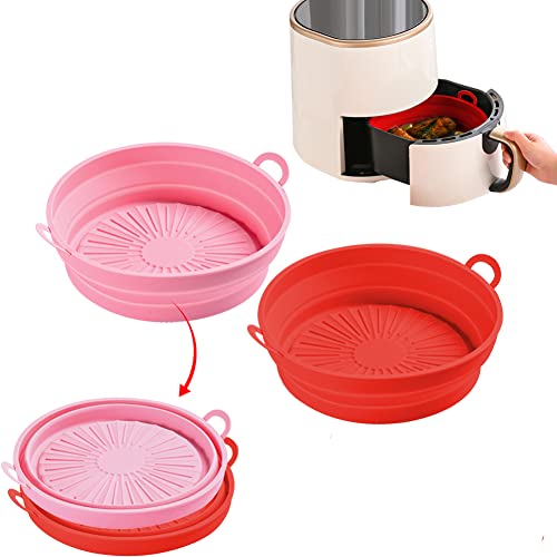 Air Fryer Silicone Liner 9.5L Compatible with Ninja Dual Air Fryer AF451UK & AF400UK, Tower Air Fryer T17088, 2 Pack Reusable Foldable Silicone P