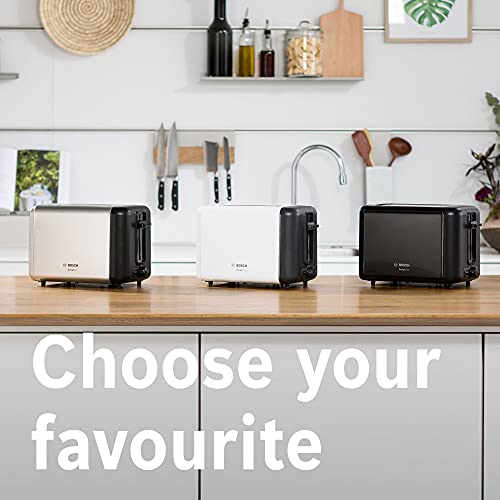 Bosch TAT3P423GB DesignLine Toaster, Stainless Steel, 970 W, Black