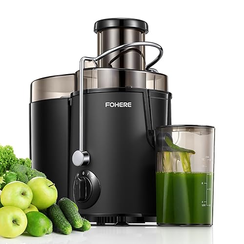 Juicer FOHERE Juicer Machines Vegetable and Fruit, Centrifugal Juicer with 3 Speed Control, Upgraded 400W Motor, Brush Included Easy to Clean
