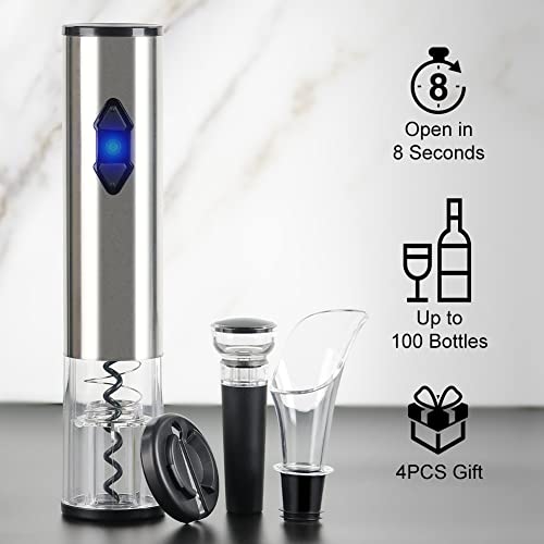 CIRCLE JOY Electric Wine Bottle Openers Set, Battery Operated Wine Opener Kit, Cordless Automatic Corkscrew Combo with Attached Foil Cutter Vacuu
