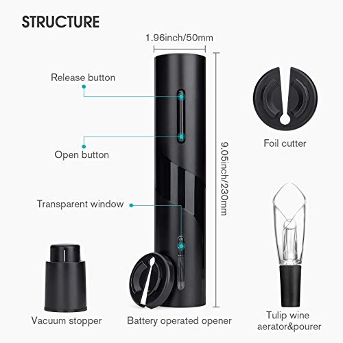 Electric Wine Bottle Openers,Mafiti Red Wine Accessories Gift Set,Corkscrew with Foil Cutter,Wine Vacuum Stopper,Wine Aerator Pourer for Christma