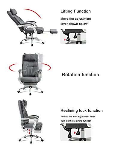 NMDCDH Study Room Desk Chair with Adjustable Footrest, PC Computer Desk Office Chair with Headrest Back Support for Home Women, Men