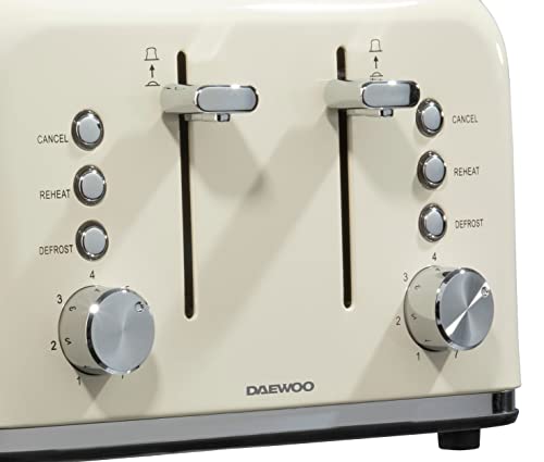 Daewoo Kensington, Toaster 4 Slice, Stainless Steel, Removable Crumb Tray, Defrost, Reheat And Browning Controls, Cancel Function, High Lift Leve