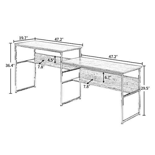 N/A Home Office 2 Person Desk Writing Study Desk Oversized Computer Desk with Open Storage Rack (Color : A)