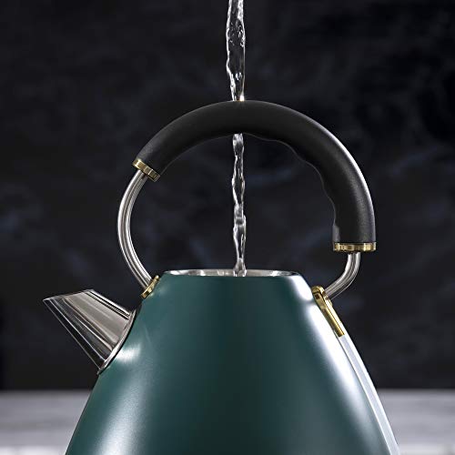 Daewoo Emerald Collection, Pyramid Kettle Electric, Fast Boil Kettle, Family Size 1.7L With Gold Accents