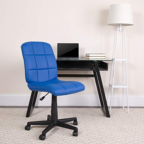 Flash Furniture Mid-Back Quilted Vinyl Swivel Task Office Chair, Fabric, Blue, Set of 1
