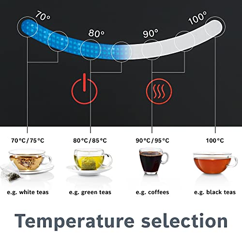 Bosch Sky TWK7203GB 7 Variable Temperature settings & KeepWarm function, Cordless Kettle, 1.7 Litres, Black/Silver