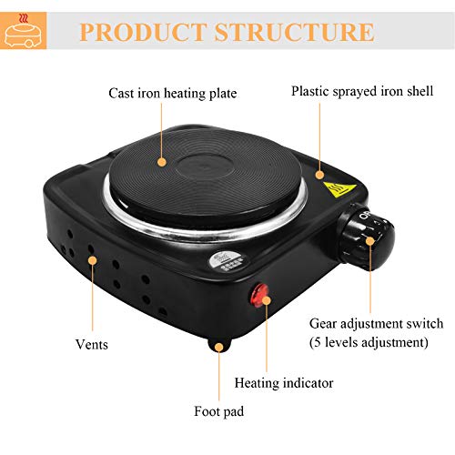 MXBAOHENG Portable Electric Stove 500W Coffee Heater Electric Moka Pot Base Coffee Stove Heat Plate Adjustable Temperature Cookware Adapter Elect