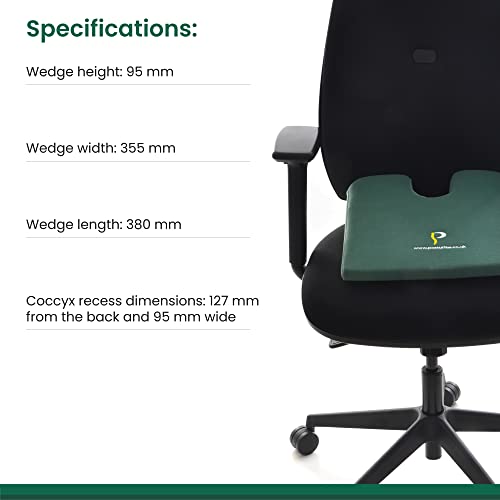 Posturite Coccyx Cut-Out Wedge - Home, Office and Car Lumbar Support Seat Cushion - For Tailbone and Sciatica Relief