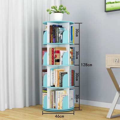 YQ WHJB Books,Home Office Deco,Records,Rotating Bookshelf,Multifunctional Floor-standing Bookcases Storage Rack For Cds Blue 46x46x128cm(18x18x50