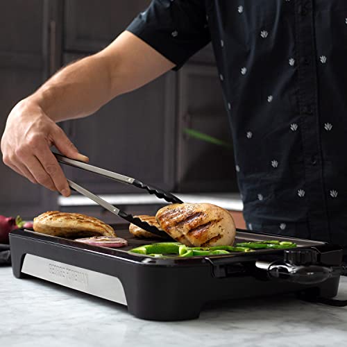George Foreman 25850 Smokeless Electric Grill, Indoor BBQ and Griddle Hot Plate with Built In Drip Tray, Black