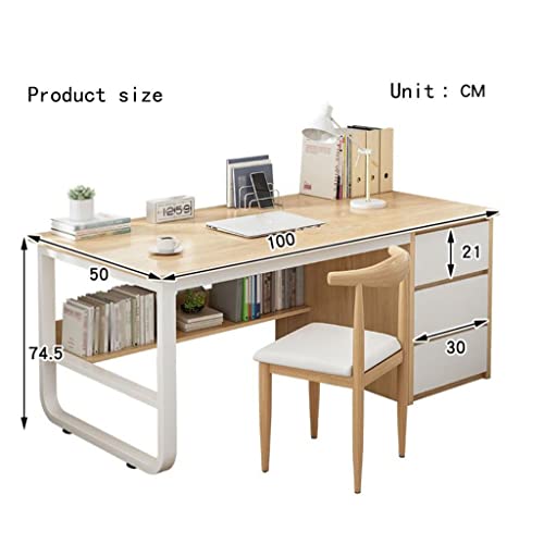 maozi Computer Desk Large Capacity Drawer Home Desk Bedroom Writing Desk (Color : D, Size : Light Grey)