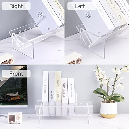 Sumerflos Acrylic Desktop Bookcase, Book Storage Organizer Bookshelves, Clear Mordern Tabletop Storage Rack for Office Home Shelf Display for Cd/